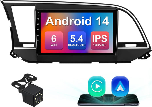 2+64G 9-inch Android 14 Car Radio Stereo for Hyundai Elantra 2016-2018, Carplay & Android