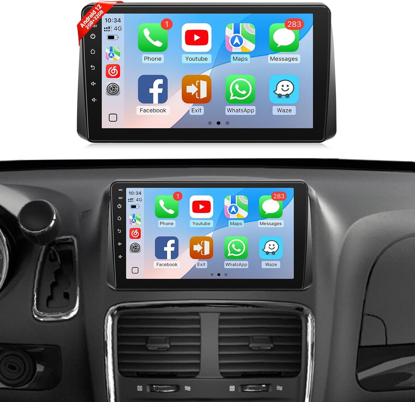 Stereo for Dodge Grand Caravan 2011-2020 Chrysler Town & Country 2011-2016 Grand Voyager 2011-2015, 9' Screen