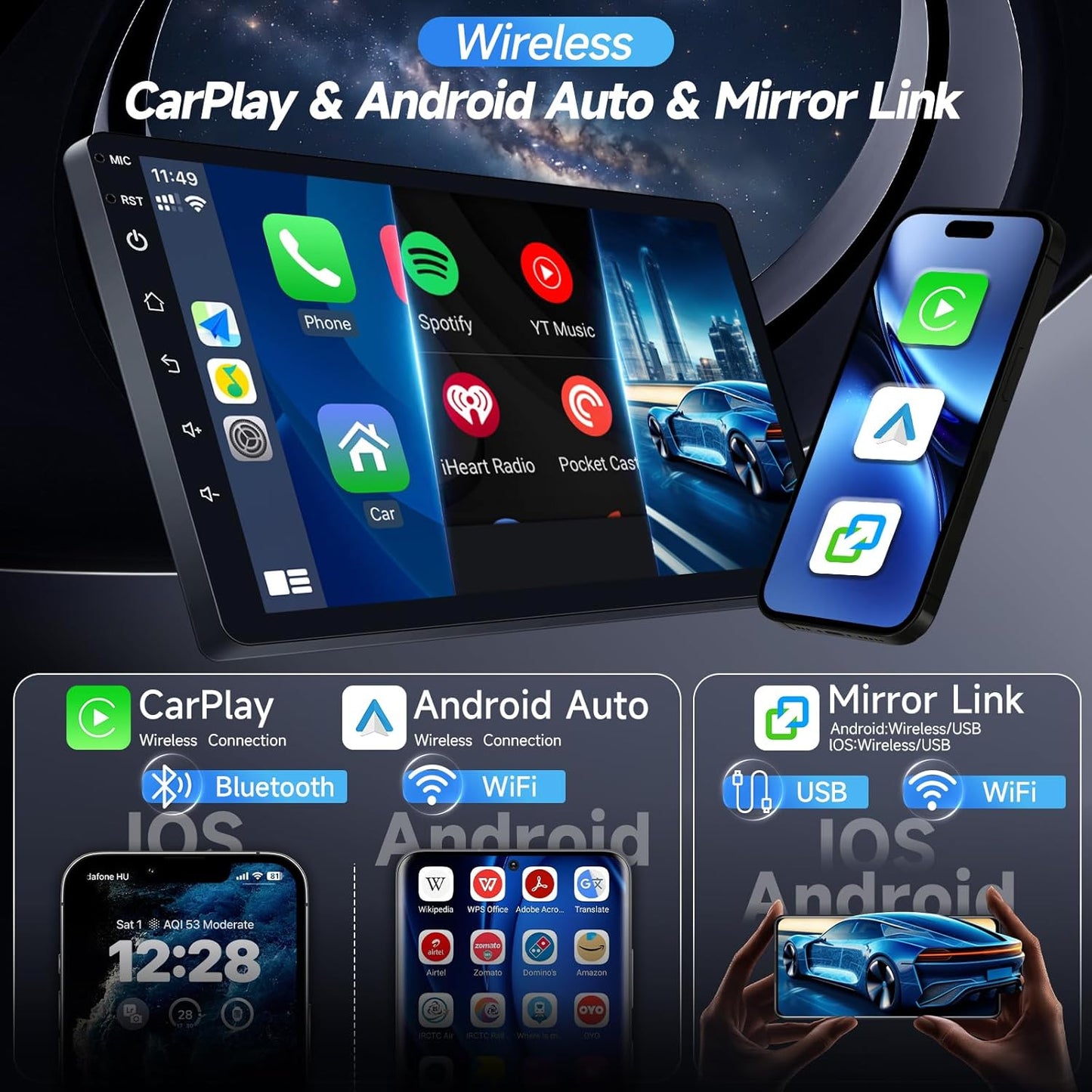 Stereo for Dodge Grand Caravan 2011-2020 Chrysler Town & Country 2011-2016 Grand Voyager 2011-2015, 9' Screen