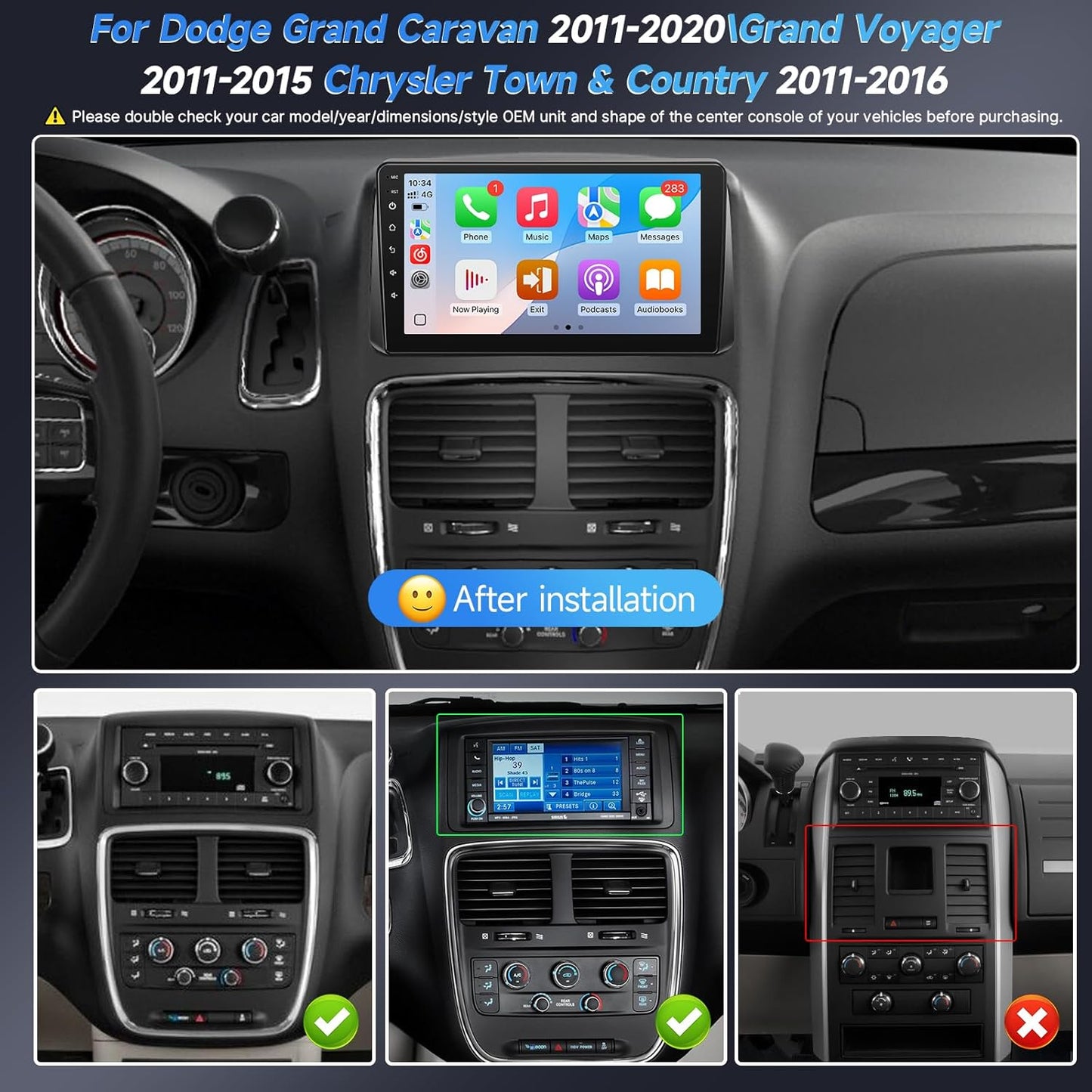 Stereo for Dodge Grand Caravan 2011-2020 Chrysler Town & Country 2011-2016 Grand Voyager 2011-2015, 9' Screen