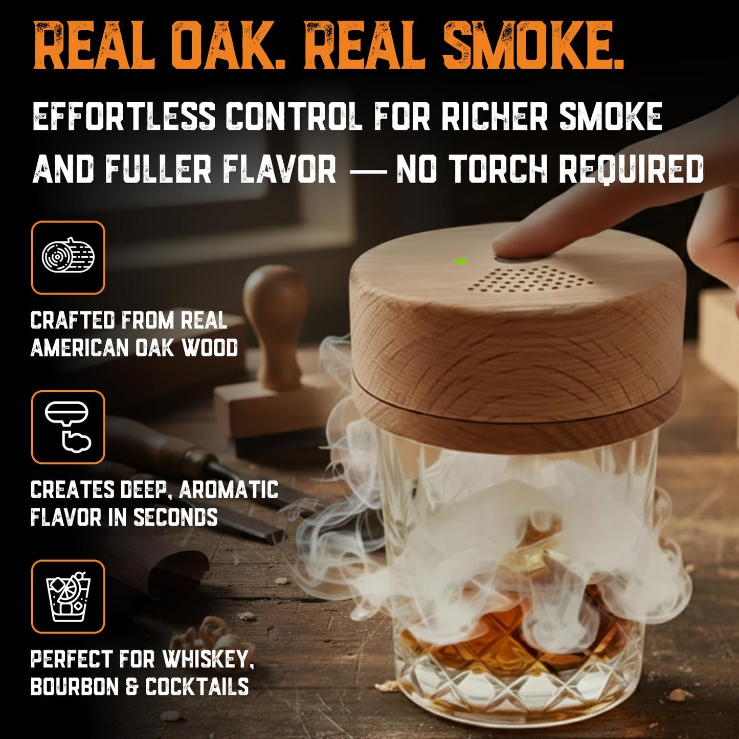 Electric Whiskey Smoker Kit,  Premium Amarena Cherries, Syrup, Orange Dried Slices and 8 Flavors Wood Chips