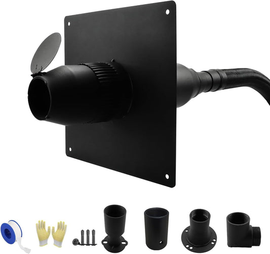 Heavy Duty Generator Exhaust Extension Silencer Kit with Insulated Through-Wall Mounting Plate, Safe Exhaust Gas