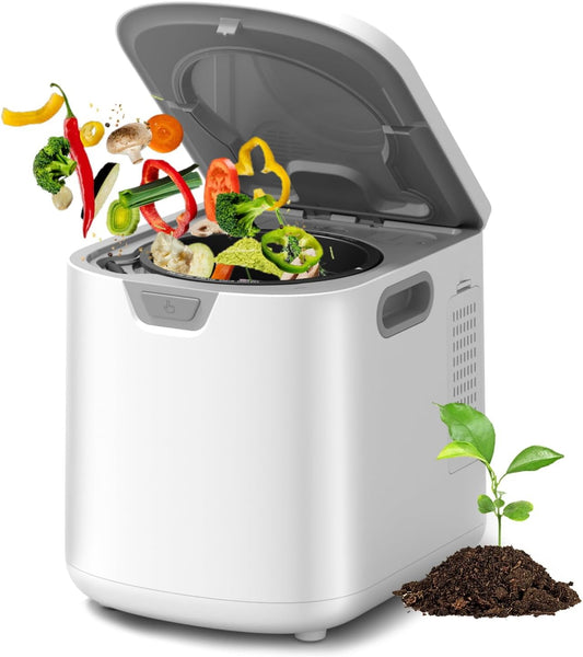 Compost Bin for Kitchen - 4L Countertop Composter with Auto-Cleaning, 2 Carbon Filters, 5-Hour Fast Composting