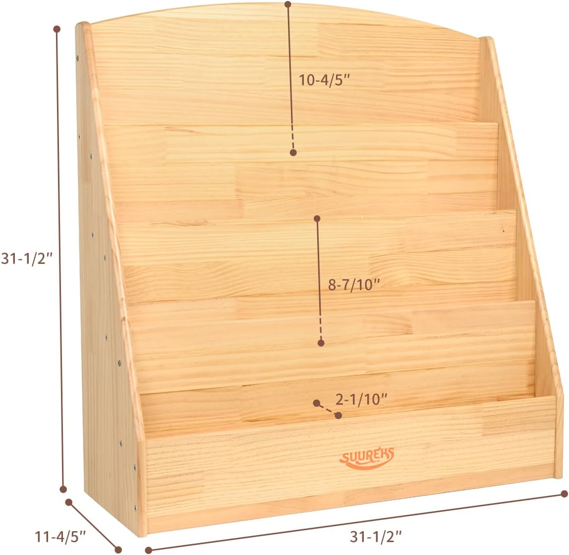 4 Tier Kids Bookshelf – Safe, Sturdy, and Easy to Clean, 31-1/2' D x 11-4/5' W x 31-1/2' H, For Classroom