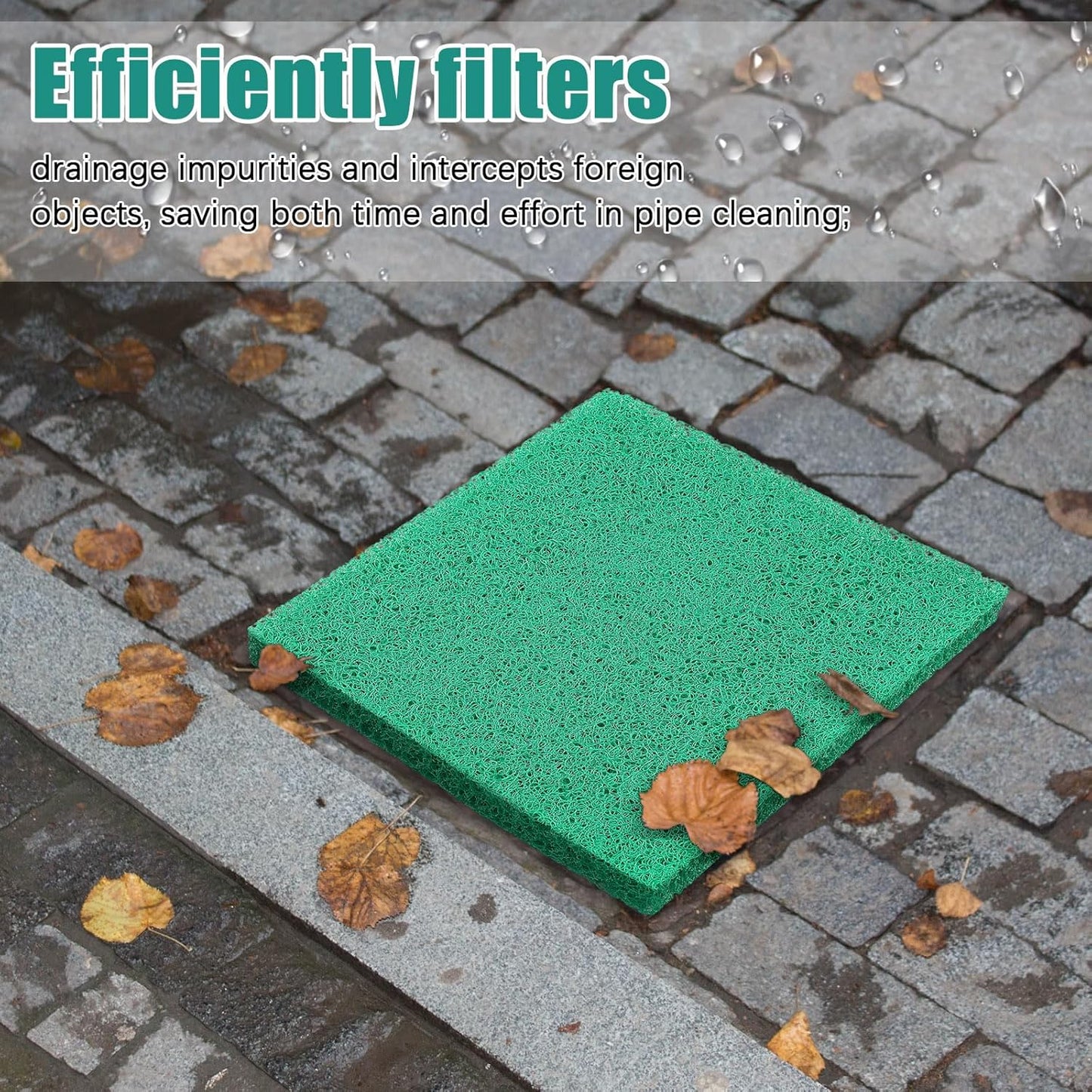 Storm Drain Filter with Magnets, Outdoor Over The Drain Sediment Filter, 26'x 26', Easy to Clean and Install, Green