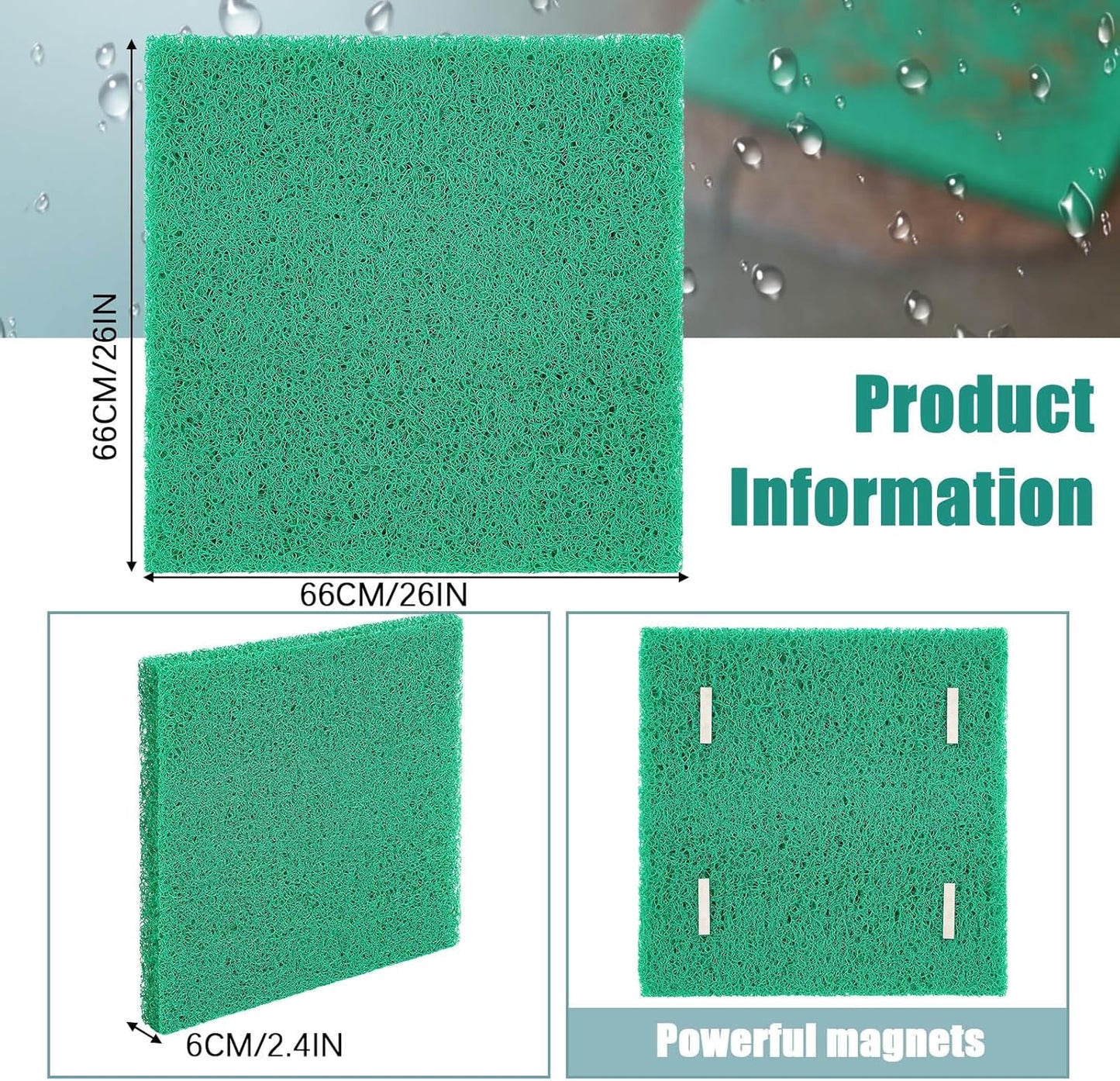 Storm Drain Filter with Magnets, Outdoor Over The Drain Sediment Filter, 26'x 26', Easy to Clean and Install, Green