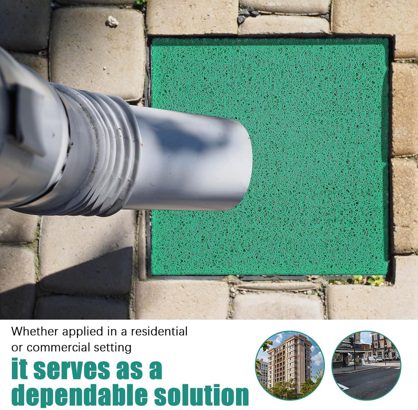 Storm Drain Filter with Magnets, Outdoor Over The Drain Sediment Filter, 26'x 26', Easy to Clean and Install, Green