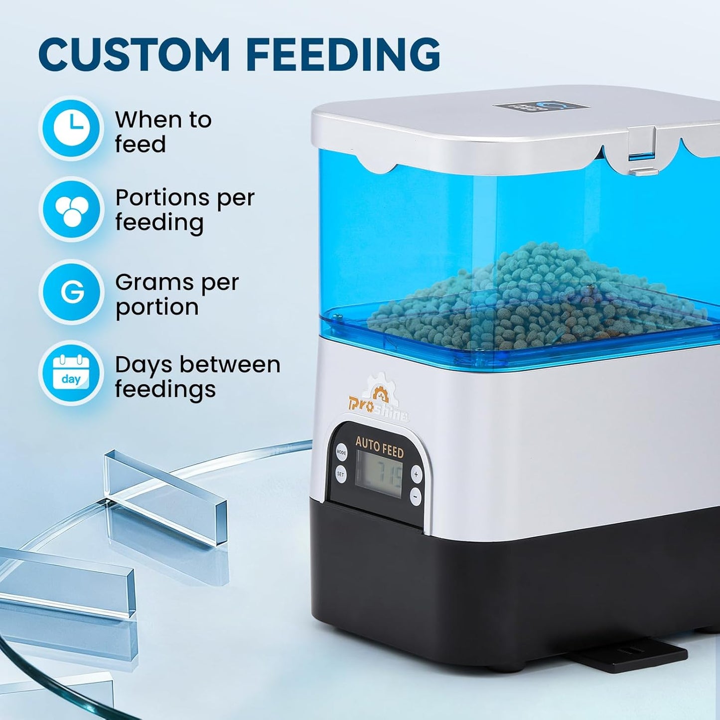Automatic Fish Feeder for Pond Solar Powered 2.8L Capacity, Battery & AC Auto Timed, Indoor & Outdoor