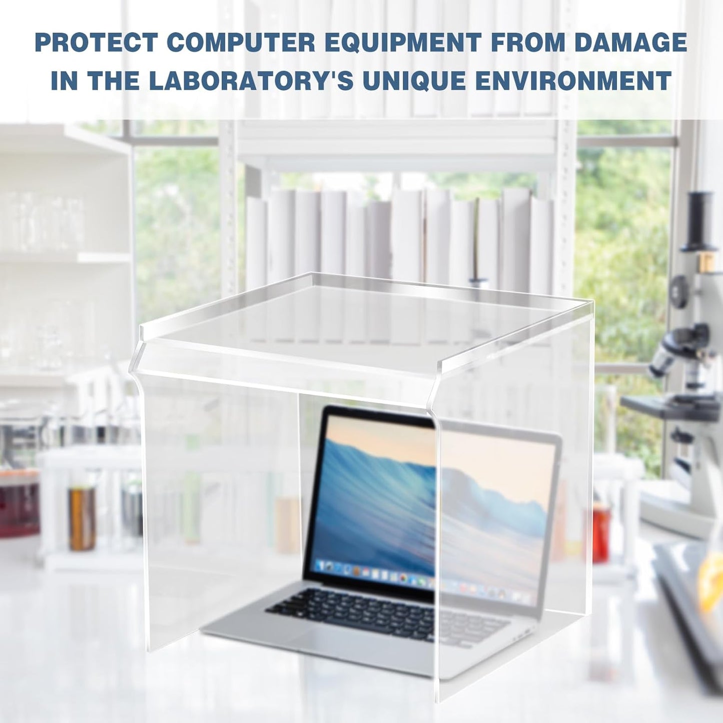 Acrylic Draft Shield with Front Overhanging Panel Dust Cover for Lab Equipment or Office Use 15'x15'x15'