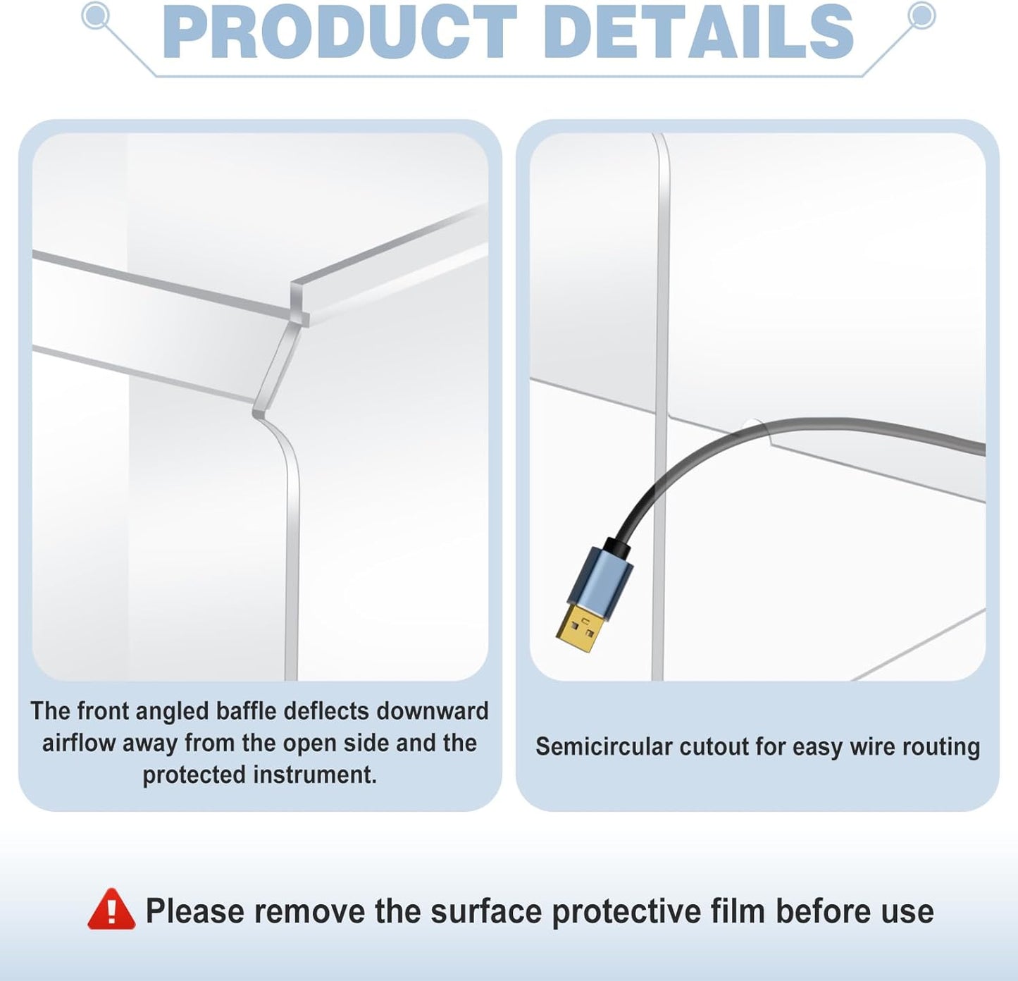 Acrylic Draft Shield with Front Overhanging Panel Dust Cover for Lab Equipment or Office Use 15'x15'x15'