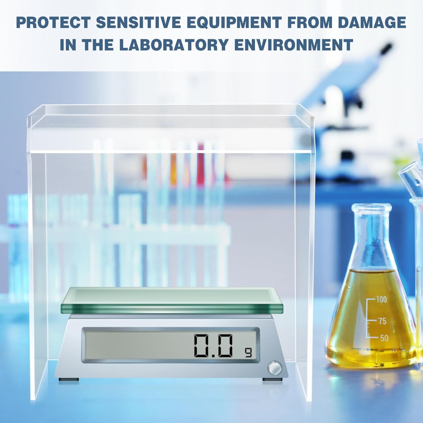 Acrylic Draft Shield with Front Overhanging Panel Dust Cover for Lab Equipment or Office Use 15'x15'x15'