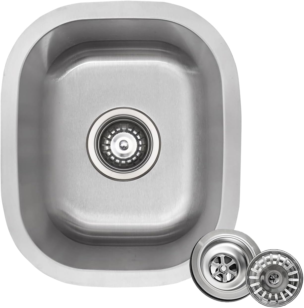 Undermount Bar Sink, 15''×13'' Single Bowl Small Stainless Steel,  RV Sink with Drain Assembly