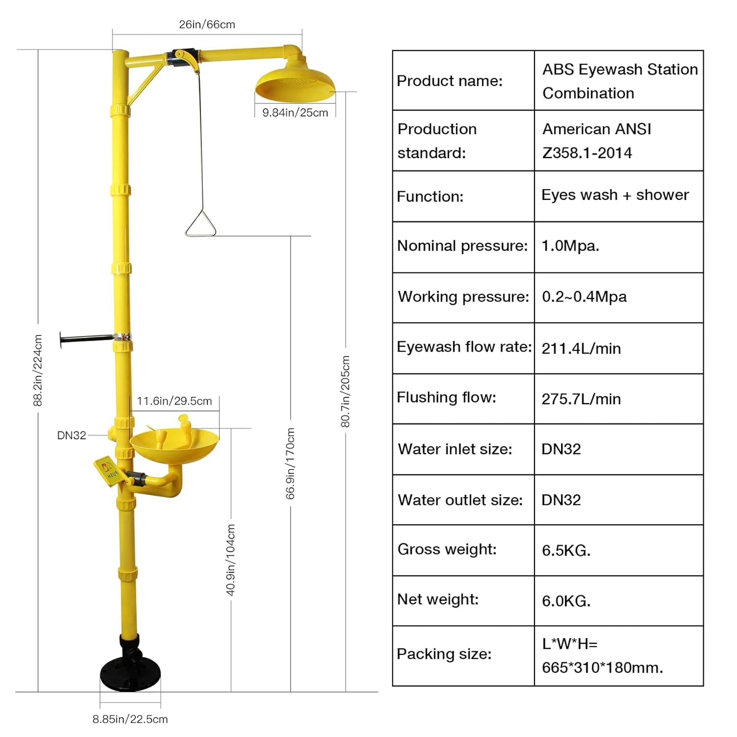 Emergency Shower Eyewash Station OSHA Approved, Eye Wash and Shower Combination Kit