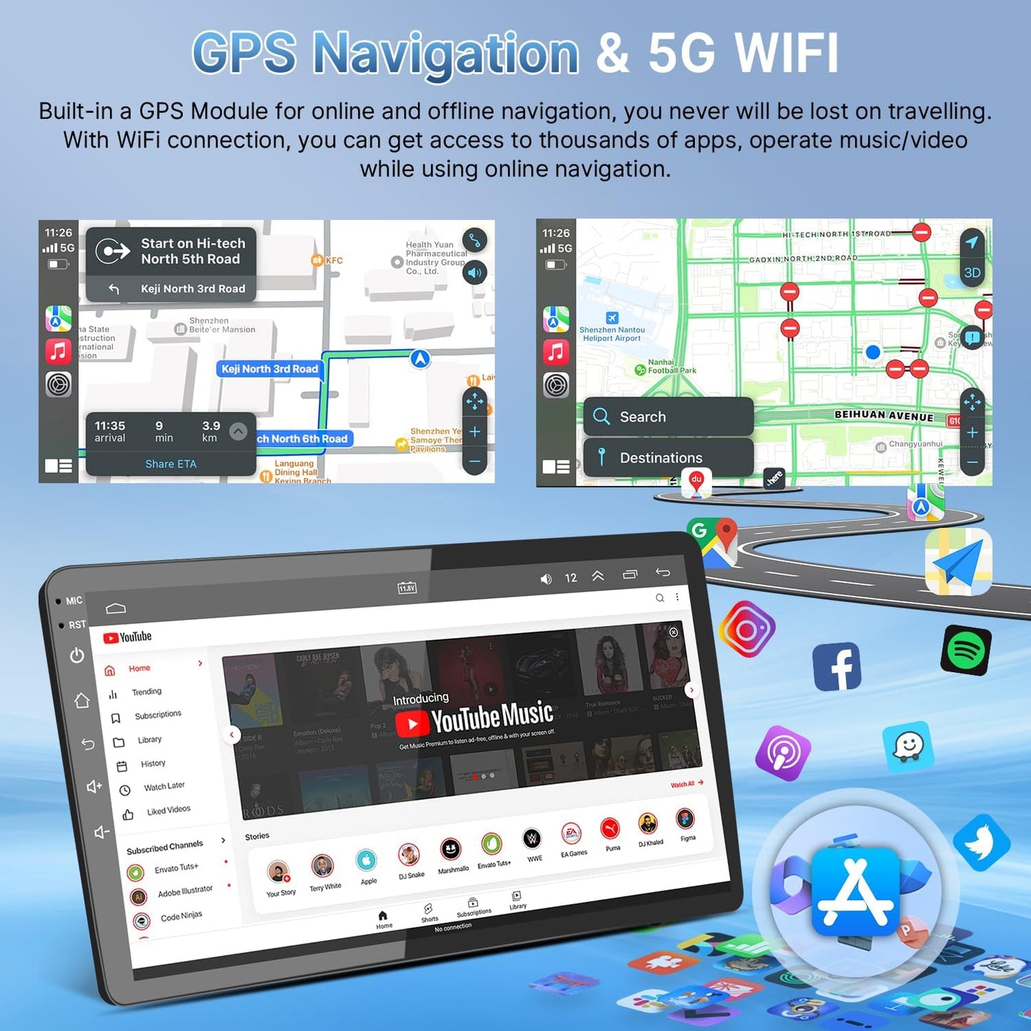 Car Stereo Radio for Ford Transit 2013-2019,  9'' Screen Head Unit,  9'' Screen Head Unit,  Wireless Carplay/Android