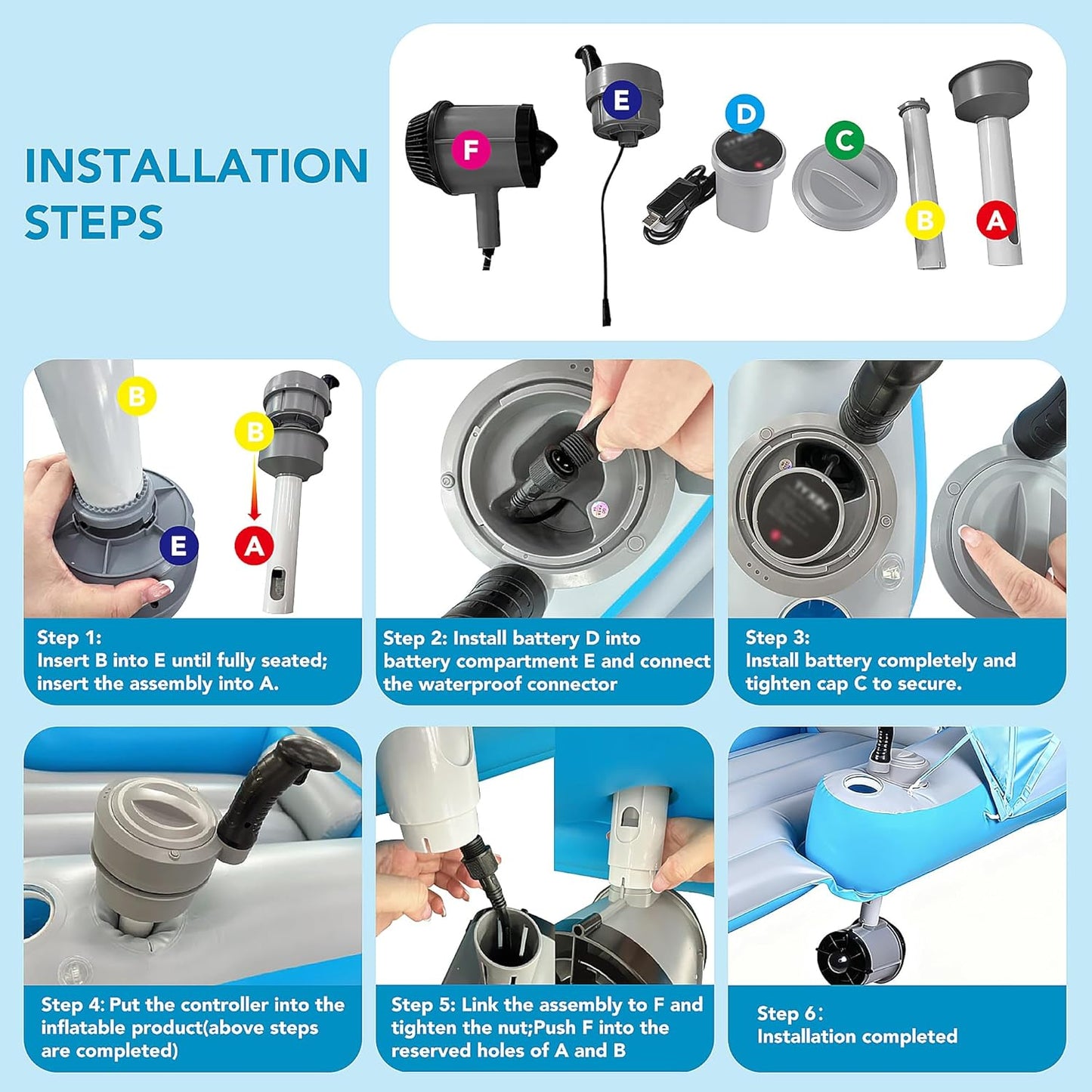 Rechargeable Motorized Floats with Cup Holder & Canopy,  Dual Motor Heavy Duty Electric Lounger Raft for Adults