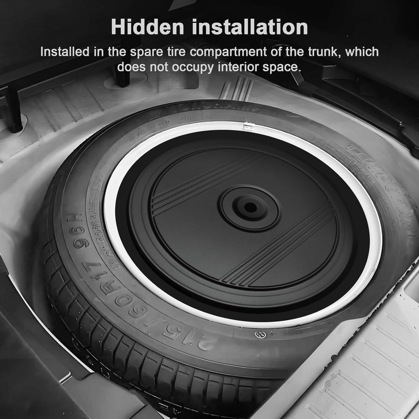 12' Car Subwoofer, Deep Bass, Anti-Theft Spare Tire Design, Plug & Play, OEM-Style Spare Tire Mount, High Output