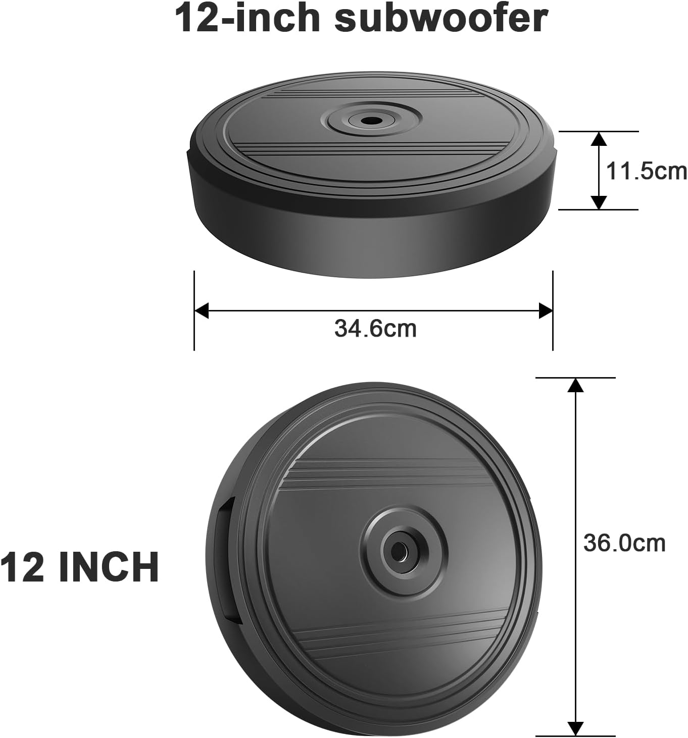 12' Car Subwoofer, Deep Bass, Anti-Theft Spare Tire Design, Plug & Play, OEM-Style Spare Tire Mount, High Output