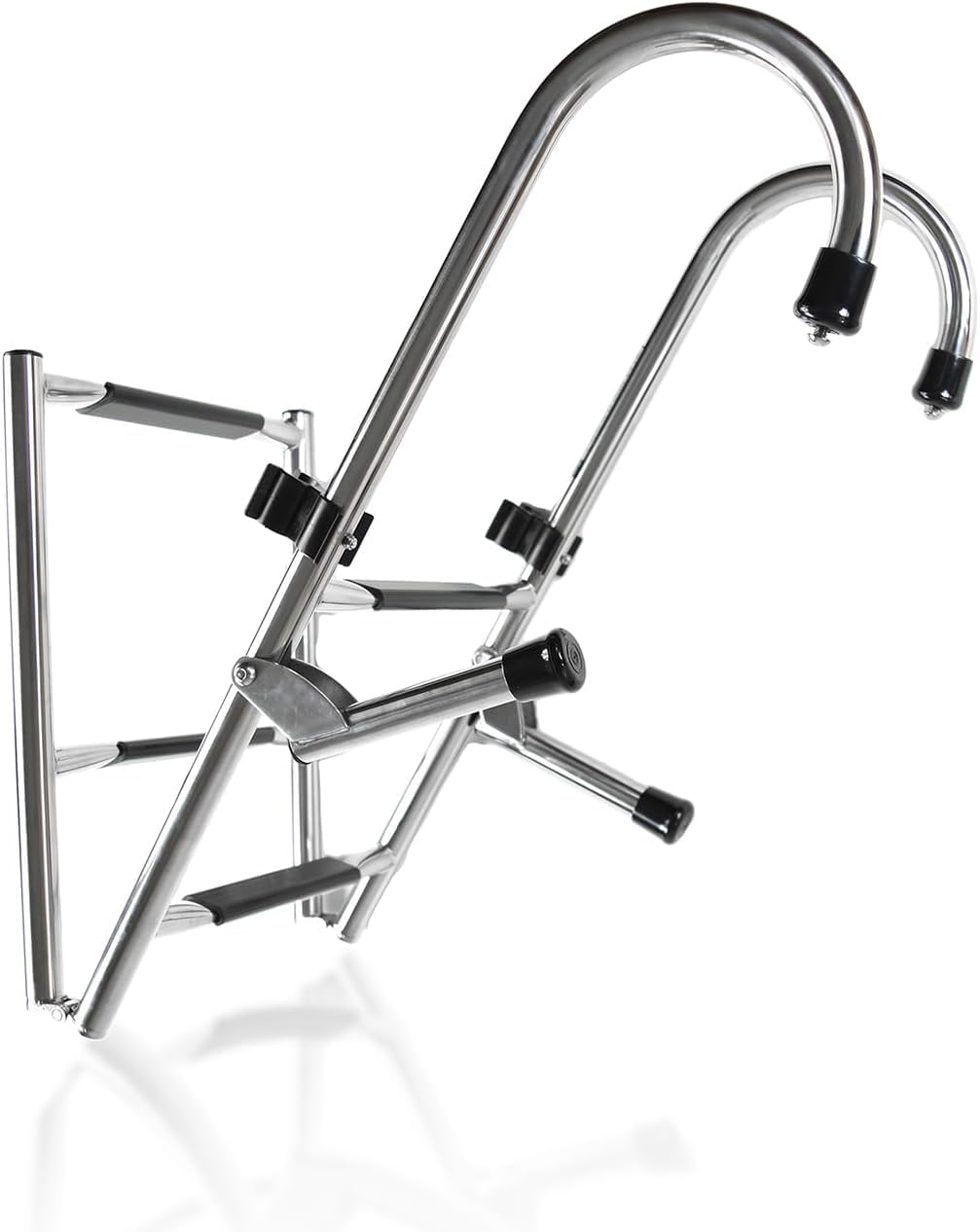 4 Step Ladder 46' x 14' Stainless Steel Folding Ladder for Boat, 400lbs Capacity Non-Slip, Telescoping & Removable