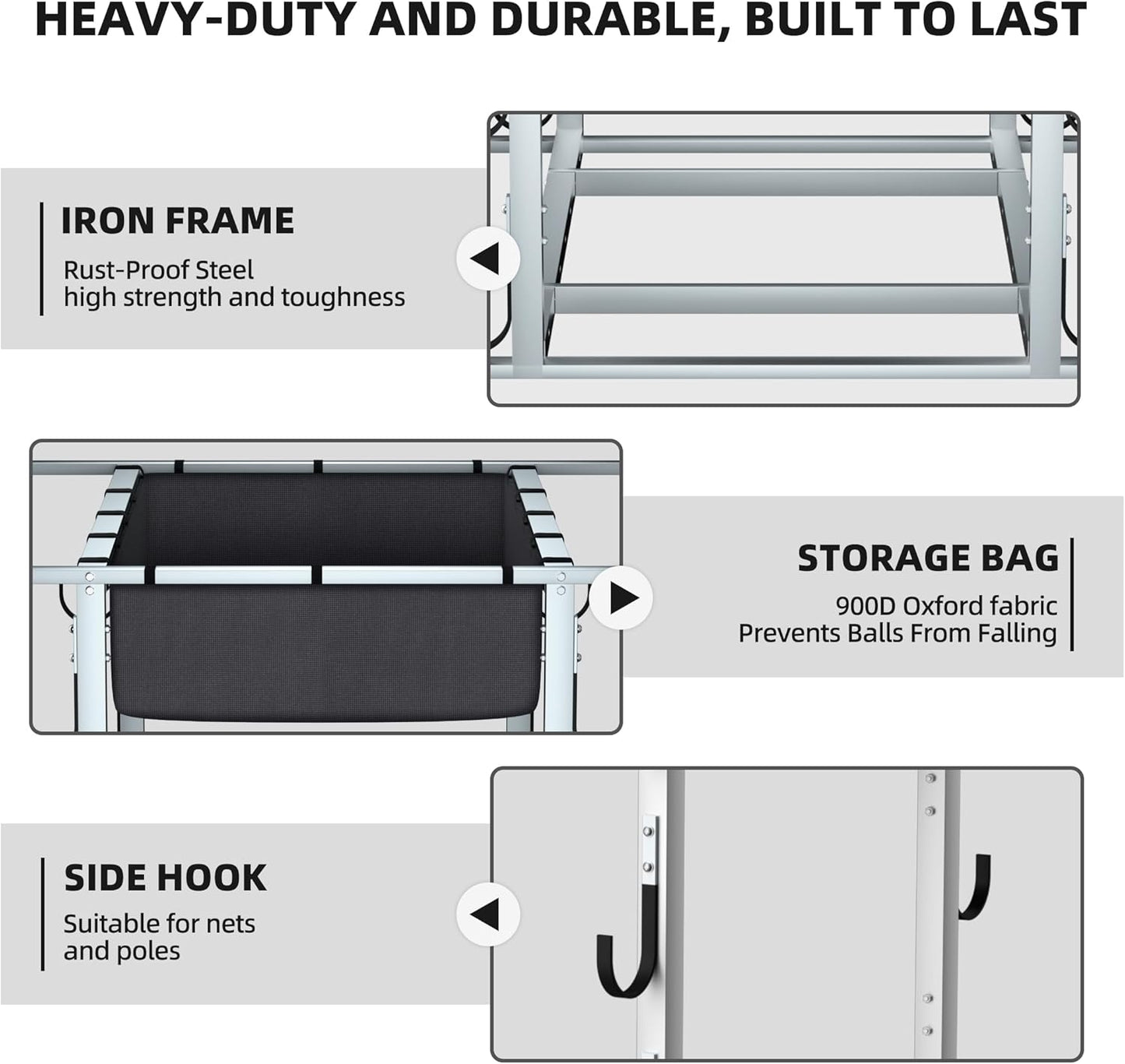 Heavy-Duty Volleyball Gear Storage Trolley w/ 4 Removable Baskets & Lockable Wheels, for Balls, Pads, Nets