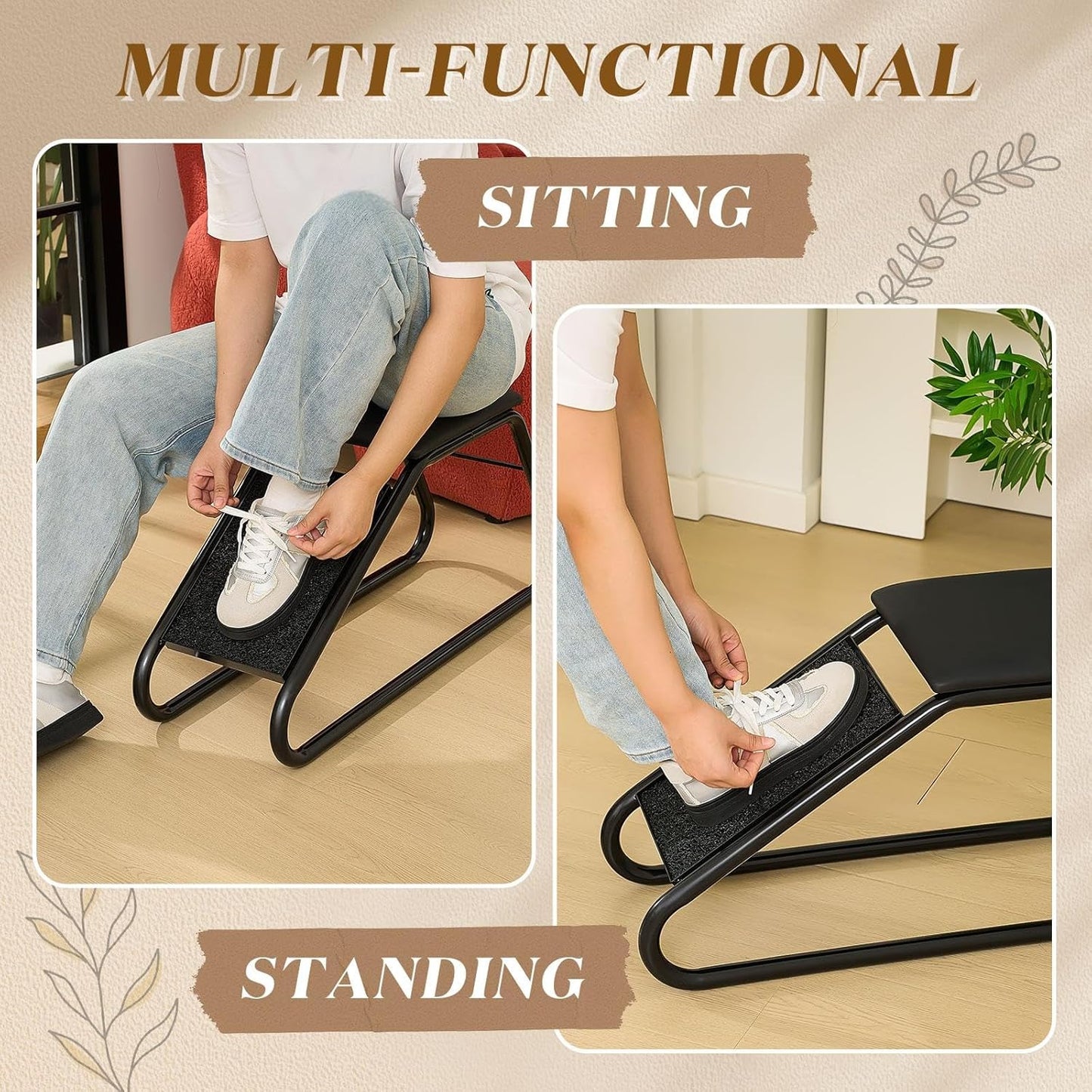 Shoe Fitting Stool with Padded Seat, for Shoe Stores, Entryway, Bedroom, Gym Changing Rooms, Shopping Mall