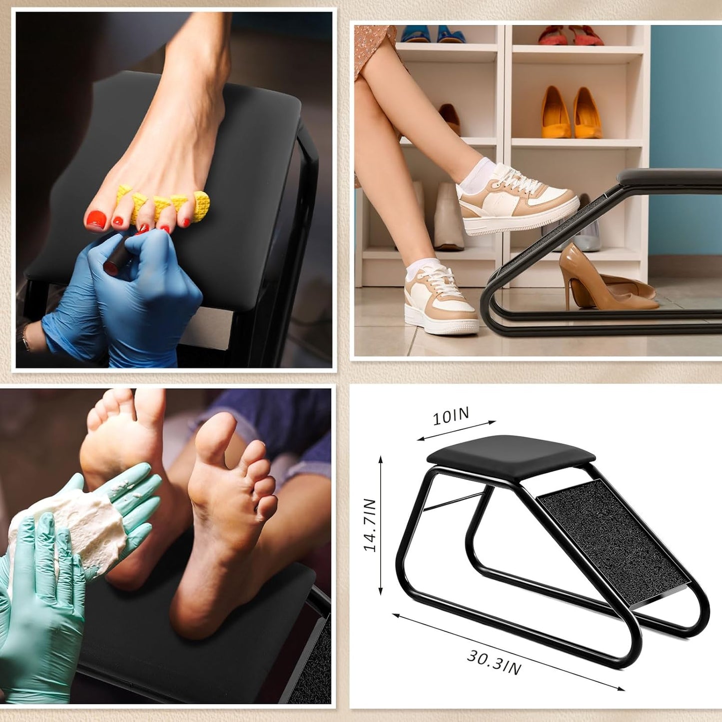 Shoe Fitting Stool with Padded Seat, for Shoe Stores, Entryway, Bedroom, Gym Changing Rooms, Shopping Mall