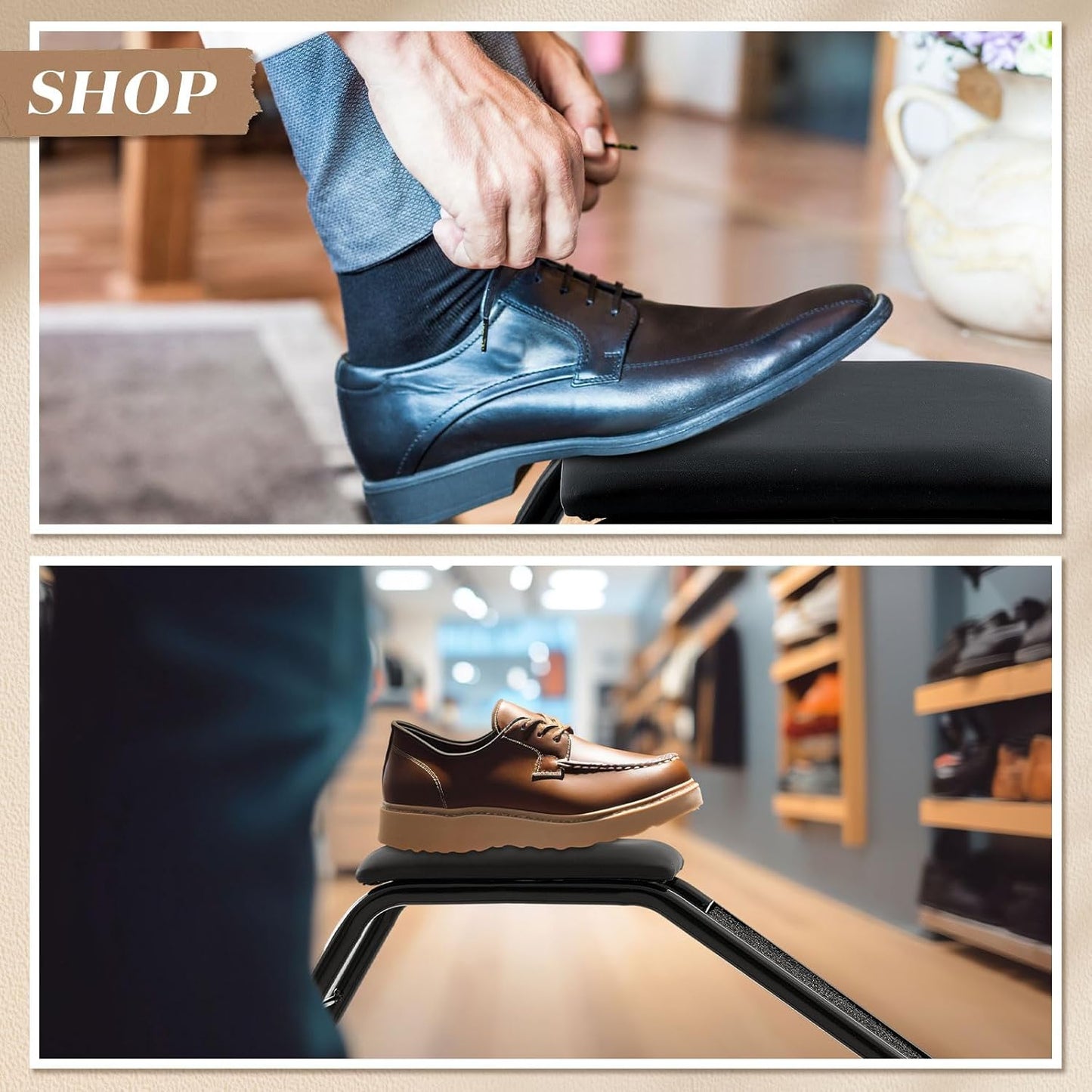 Shoe Fitting Stool with Padded Seat, for Shoe Stores, Entryway, Bedroom, Gym Changing Rooms, Shopping Mall