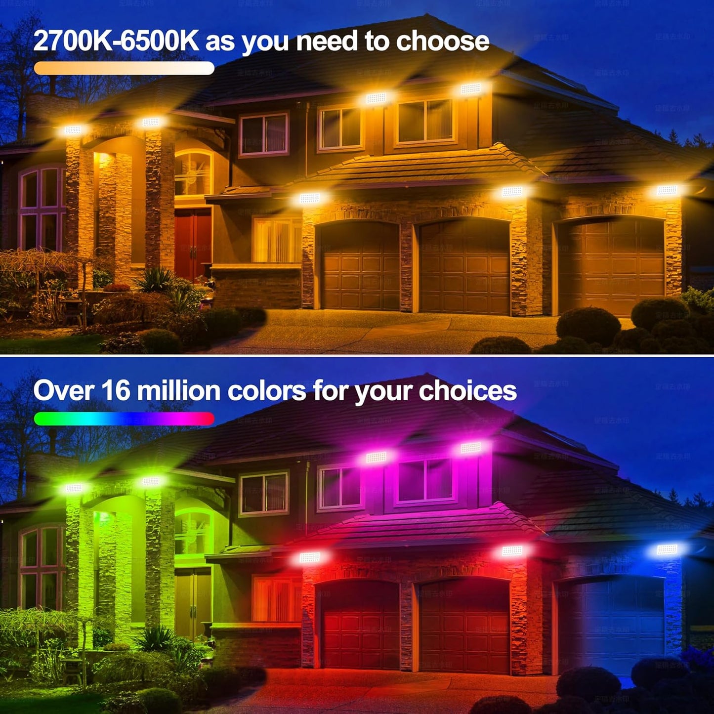 Party Lights Outdoor Smart Flood Light, 180W RGBCW Color Changing LED, 2700–6500K Tunable White, Dimmable