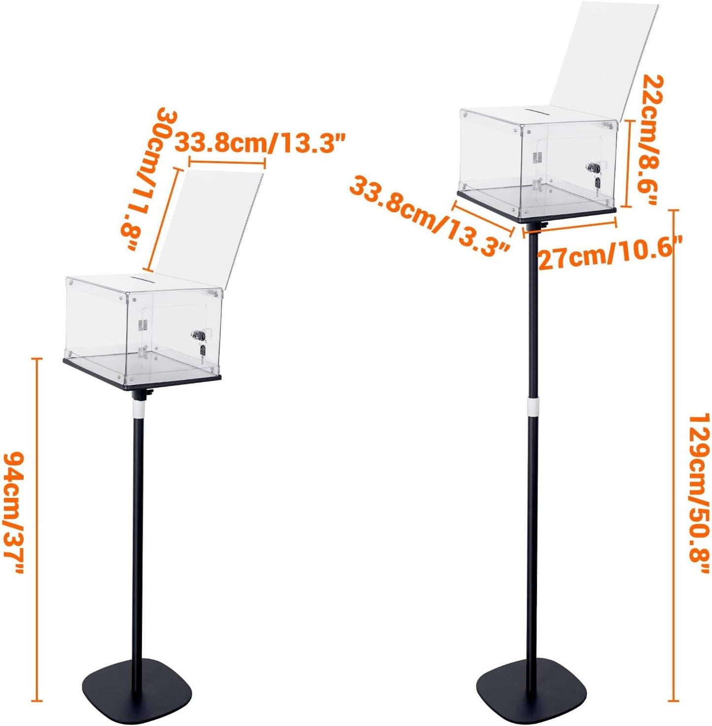 Suggestion Box with Stand, Heavy Duty Metal Base, Sign Holder, Locking Ballot Collection Donation Box, for Church