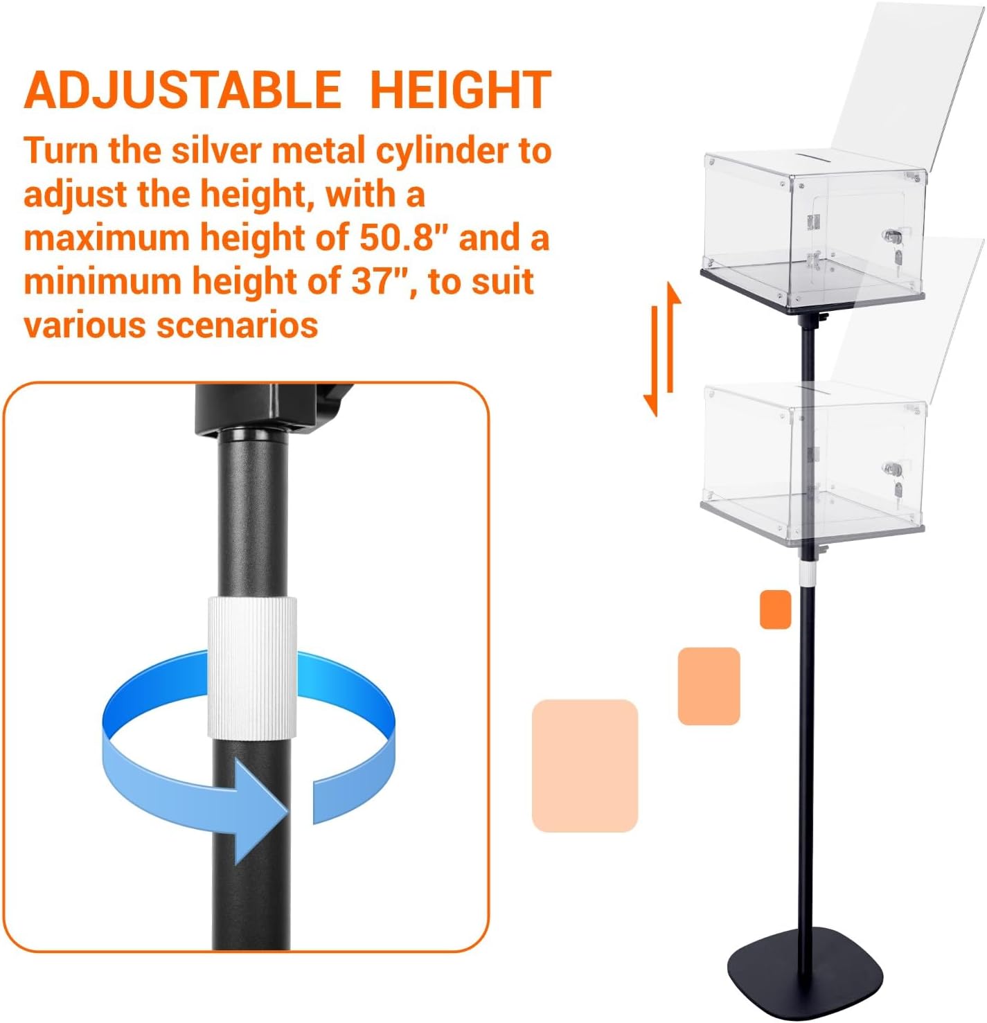 Suggestion Box with Stand, Heavy Duty Metal Base, Sign Holder, Locking Ballot Collection Donation Box, for Church