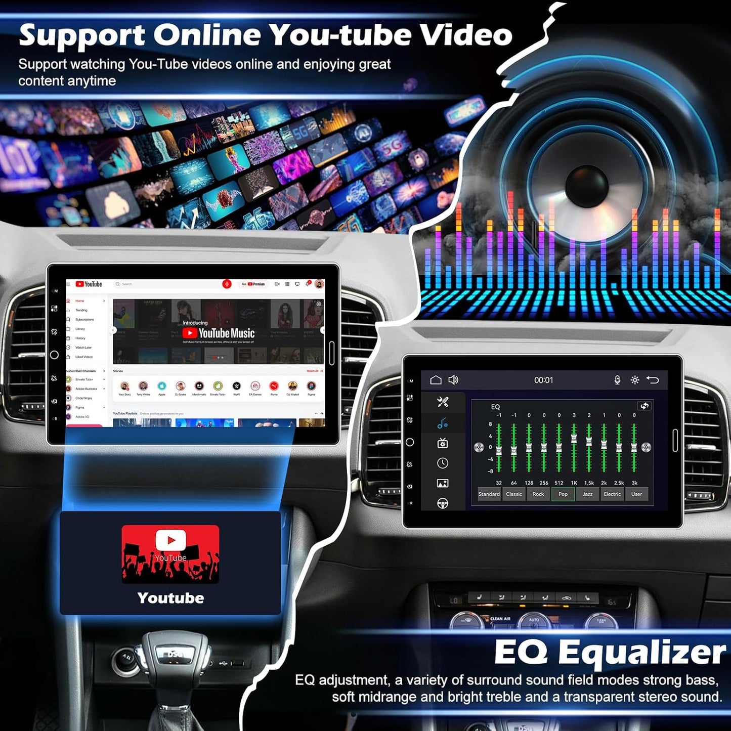 10.1 inch Single Din Touchscreen Radio w/ Wireless Carplay Support AM FM Radio, Backup Camera, Mic