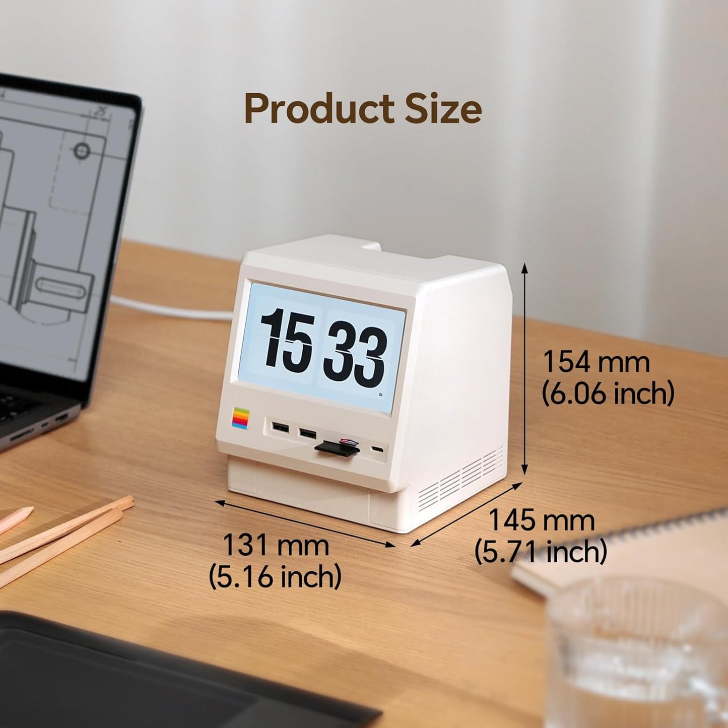 M5 Retro Dock Station for Mac mini M4, 5' HD Display, 10Gbps M.2 NVMe SSD Enclosure, SD/Micro SD Reader 4.0