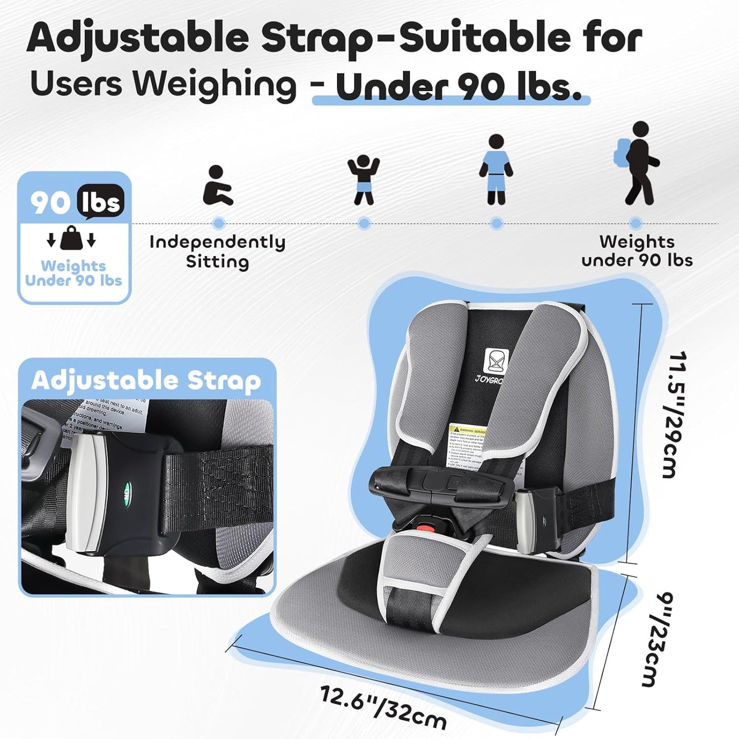 Upgraded Universal Golf Cart Positioner - 5-Point Design to Place Little Ones in Golf Carts, Adjustable Straps