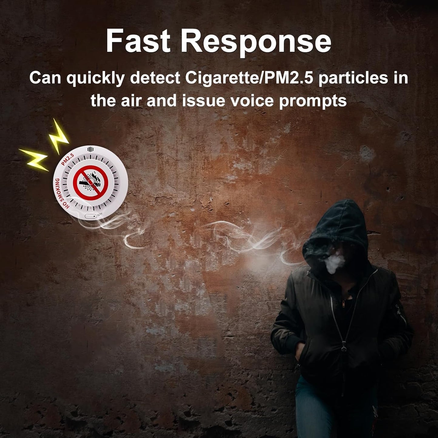 2in1 Cigarette Detector with 10 Level Sensitivity, Infrared Remote Control, Ceiling Mounted Smoke Detection