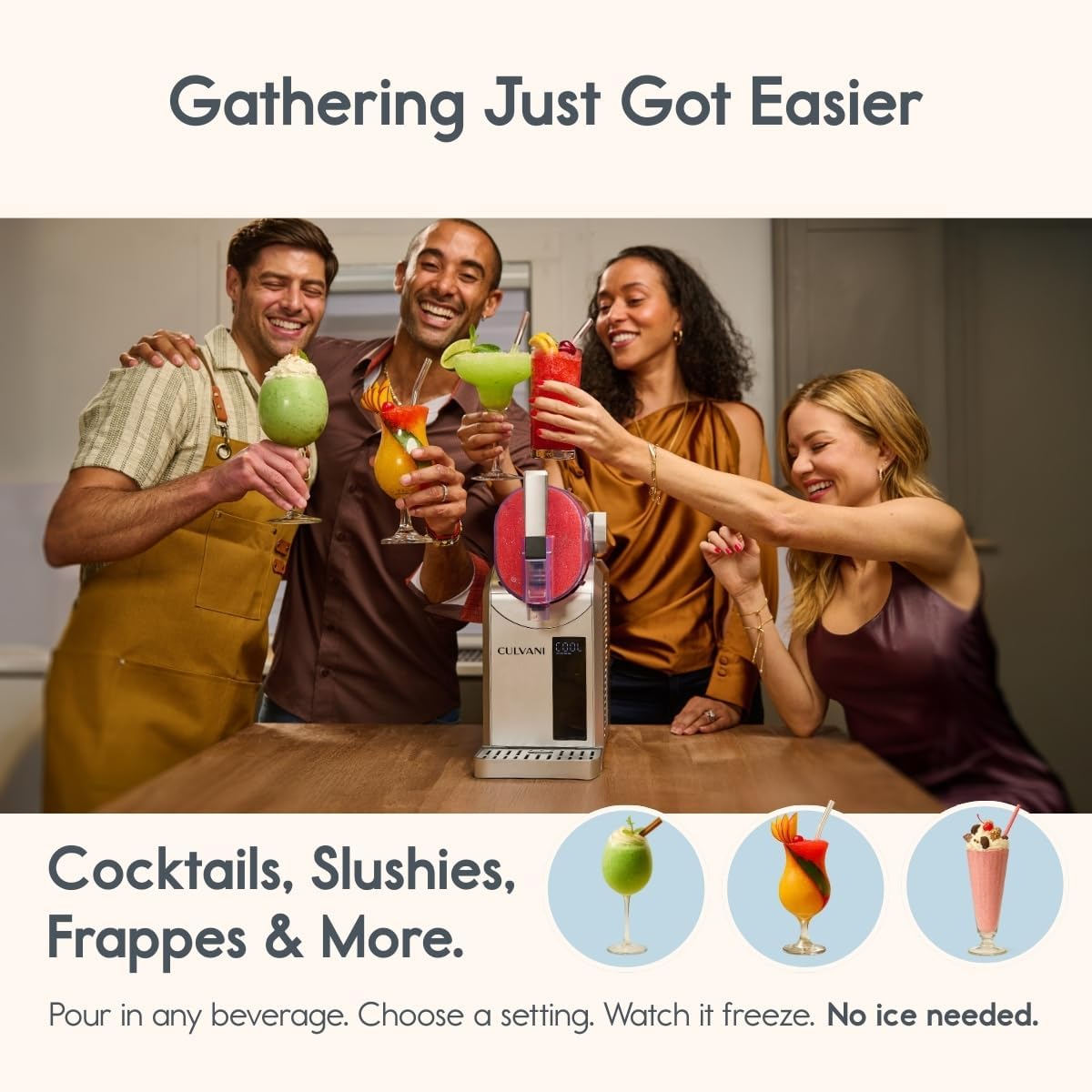 Slushie Machine for Home, Frozen Drink Maker with Digital Display, 6 Preset Modes, 4-Hour Cooling, Quiet Operation