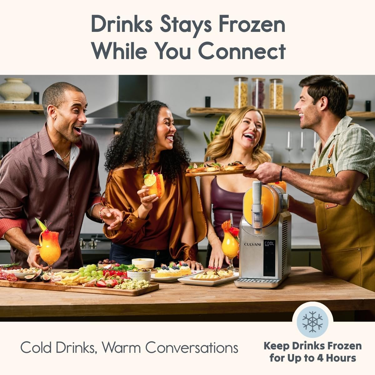 Slushie Machine for Home, Frozen Drink Maker with Digital Display, 6 Preset Modes, 4-Hour Cooling, Quiet Operation