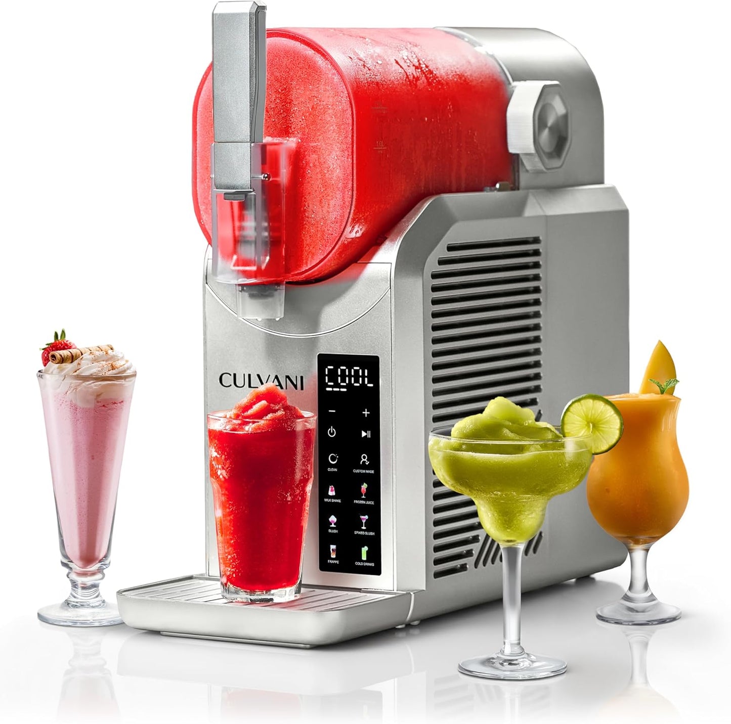 Slushie Machine for Home, Frozen Drink Maker with Digital Display, 6 Preset Modes, 4-Hour Cooling, Quiet Operation