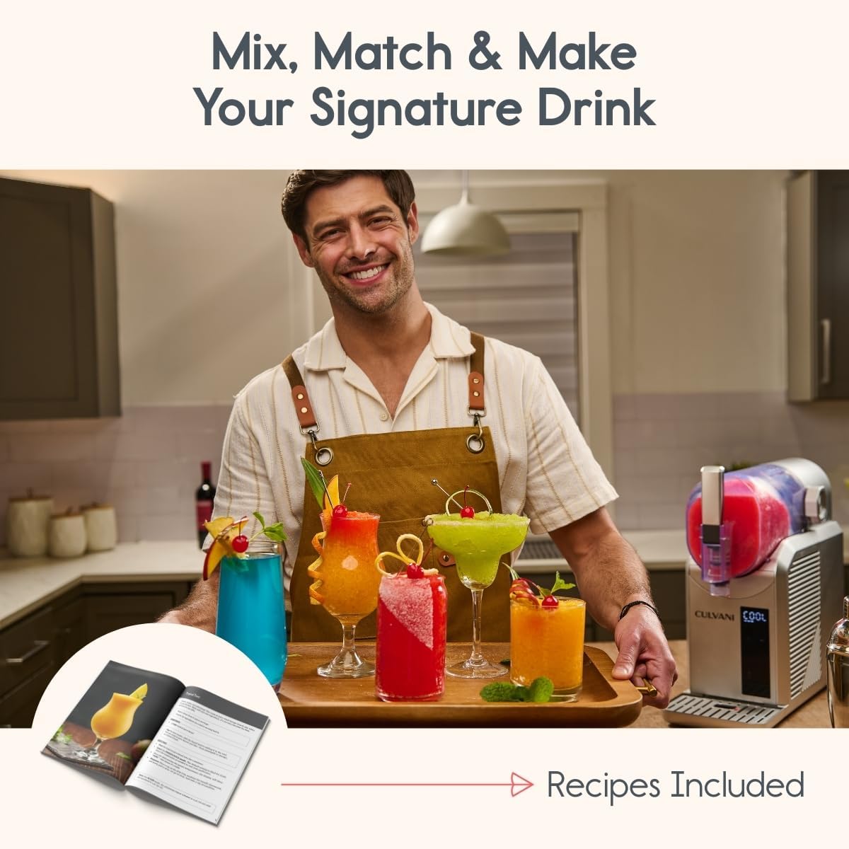 Slushie Machine for Home, Frozen Drink Maker with Digital Display, 6 Preset Modes, 4-Hour Cooling, Quiet Operation