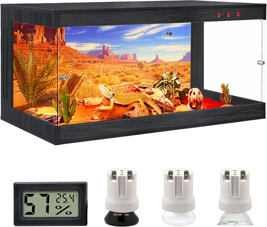 Tempered Glass Reptile Enclosure (Black, 61 Gallons, 40' Length)