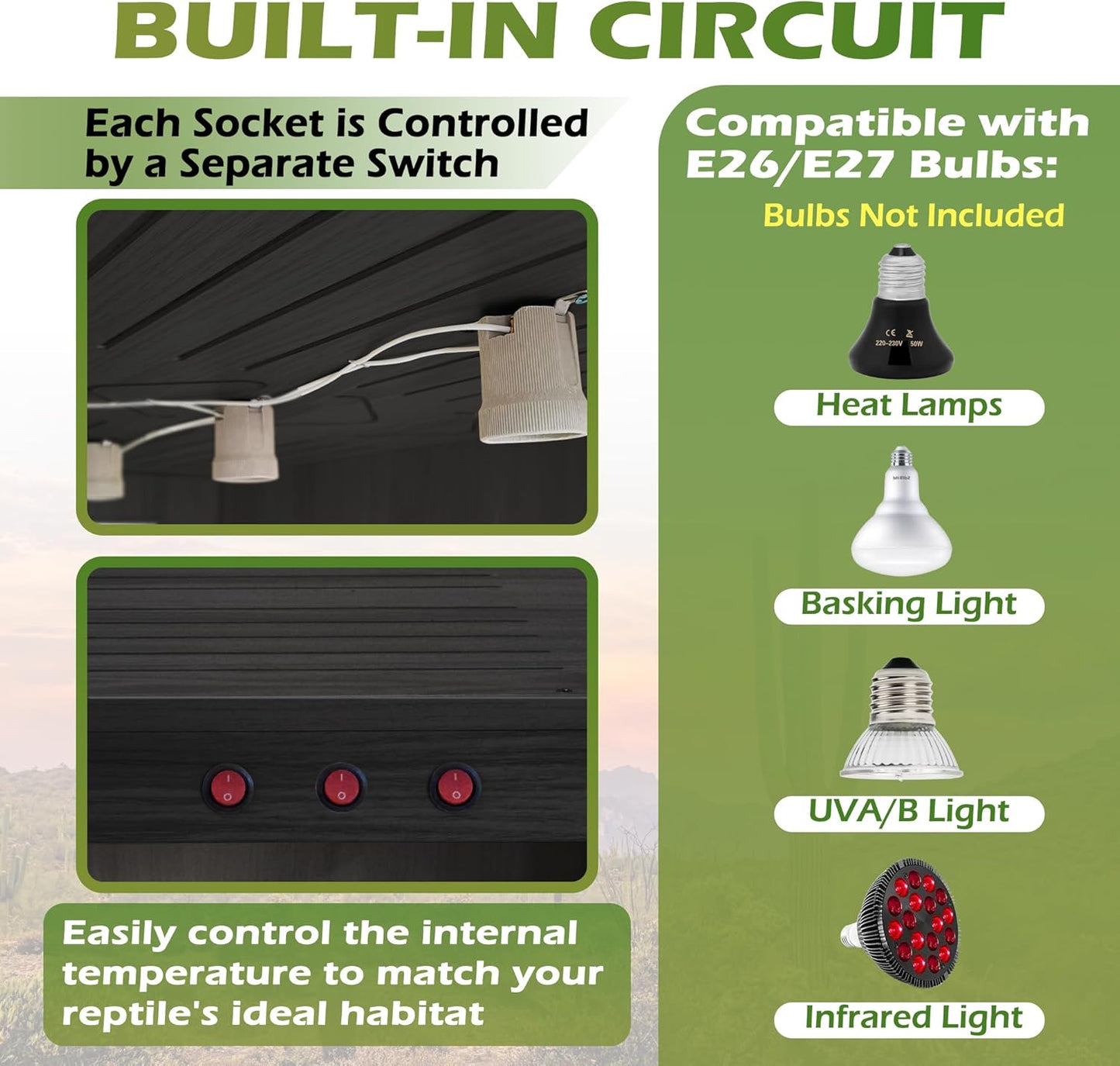 Tempered Glass Reptile Enclosure (Black, 61 Gallons, 40' Length)