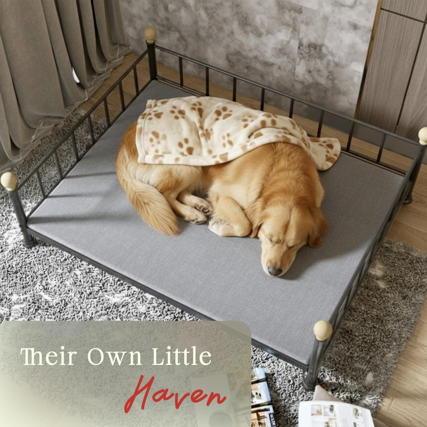 XL Dog Bed – Fade-Resistant, Comfortable & Durable Pet Mattress – 49” x 31.5” x 14.5”, Black Square Shape