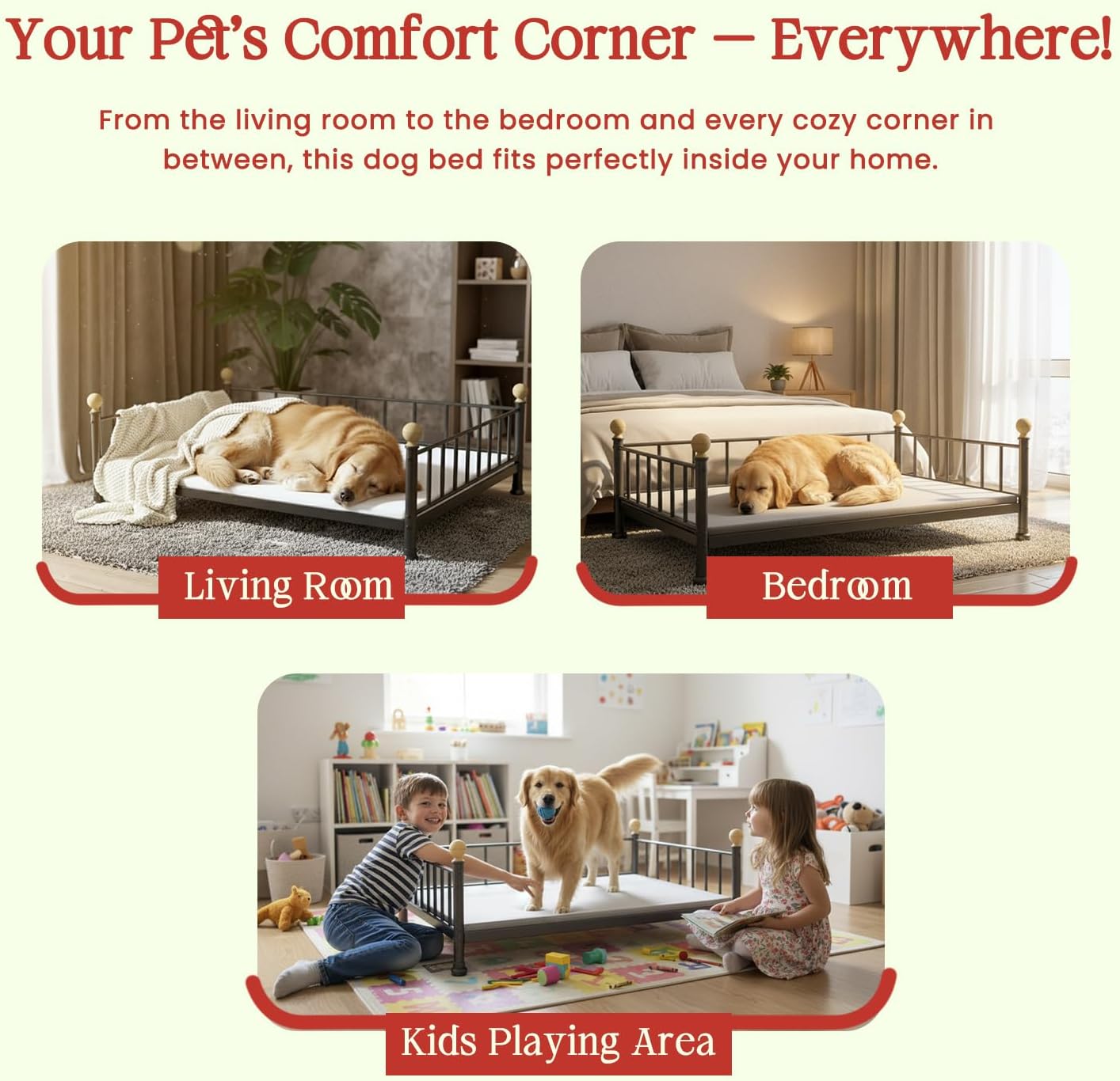 XL Dog Bed – Fade-Resistant, Comfortable & Durable Pet Mattress – 49” x 31.5” x 14.5”, Black Square Shape