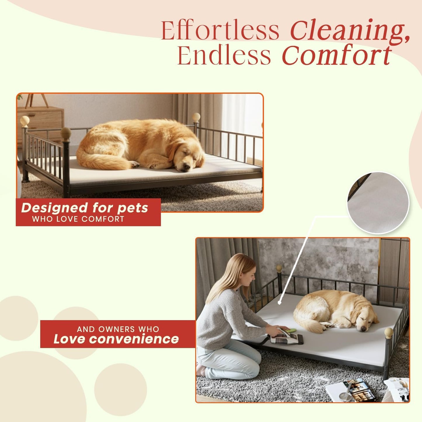 XL Dog Bed – Fade-Resistant, Comfortable & Durable Pet Mattress – 49” x 31.5” x 14.5”, Black Square Shape