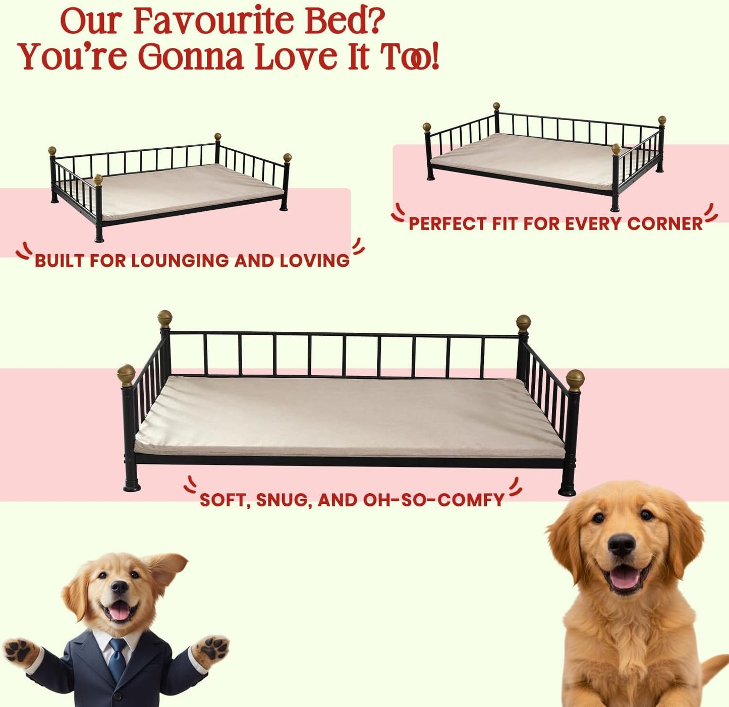 XL Dog Bed – Fade-Resistant, Comfortable & Durable Pet Mattress – 49” x 31.5” x 14.5”, Black Square Shape