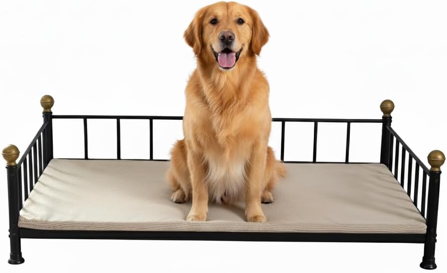 XL Dog Bed – Fade-Resistant, Comfortable & Durable Pet Mattress – 49” x 31.5” x 14.5”, Black Square Shape