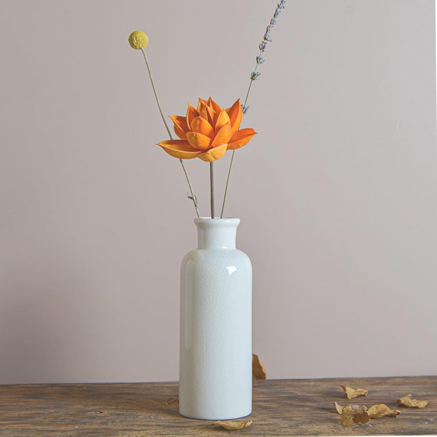 Ceramic Vase Set For Dining Table, Small, Glossy White, Set of 3