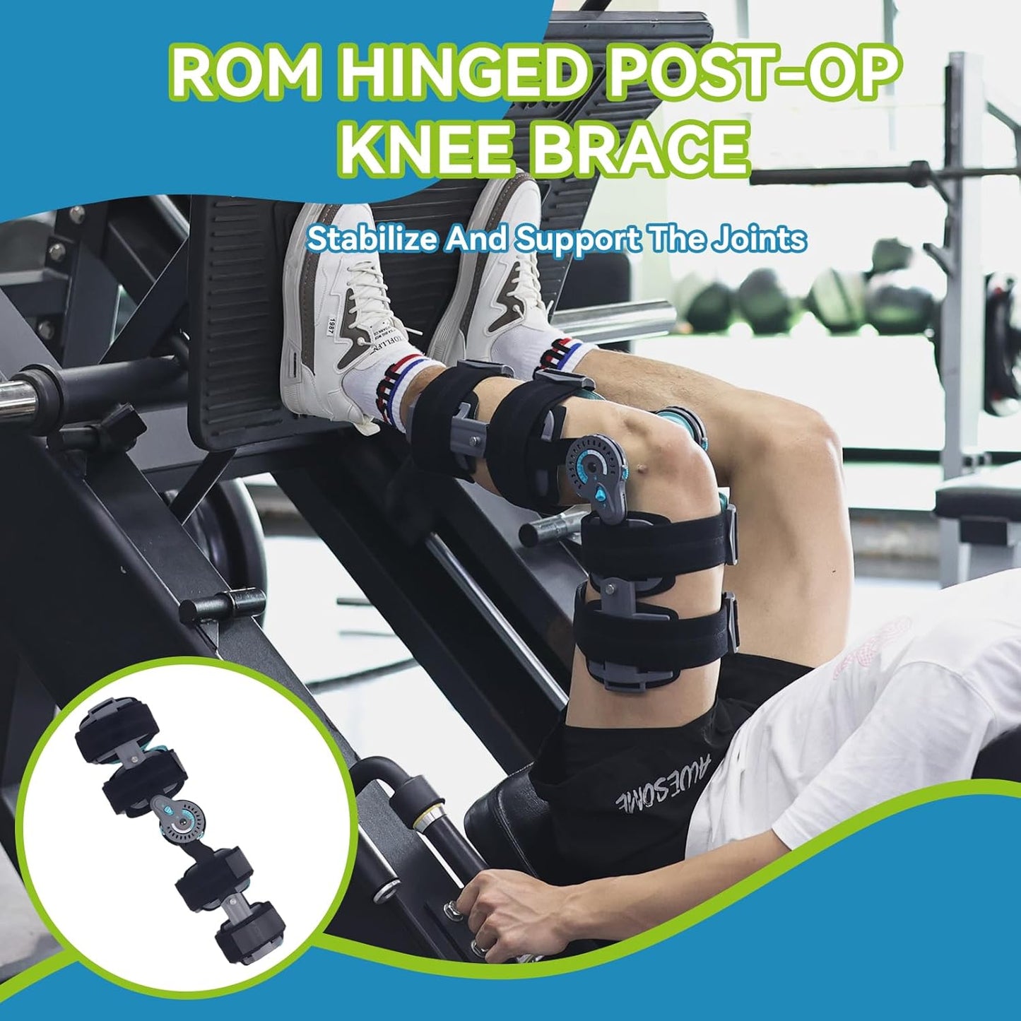 Hinged Post OP Knee Brace, ROM Knee Immobilizer Leg Braces Orthopedic Rehabilitation, Fit for Left/Right Leg