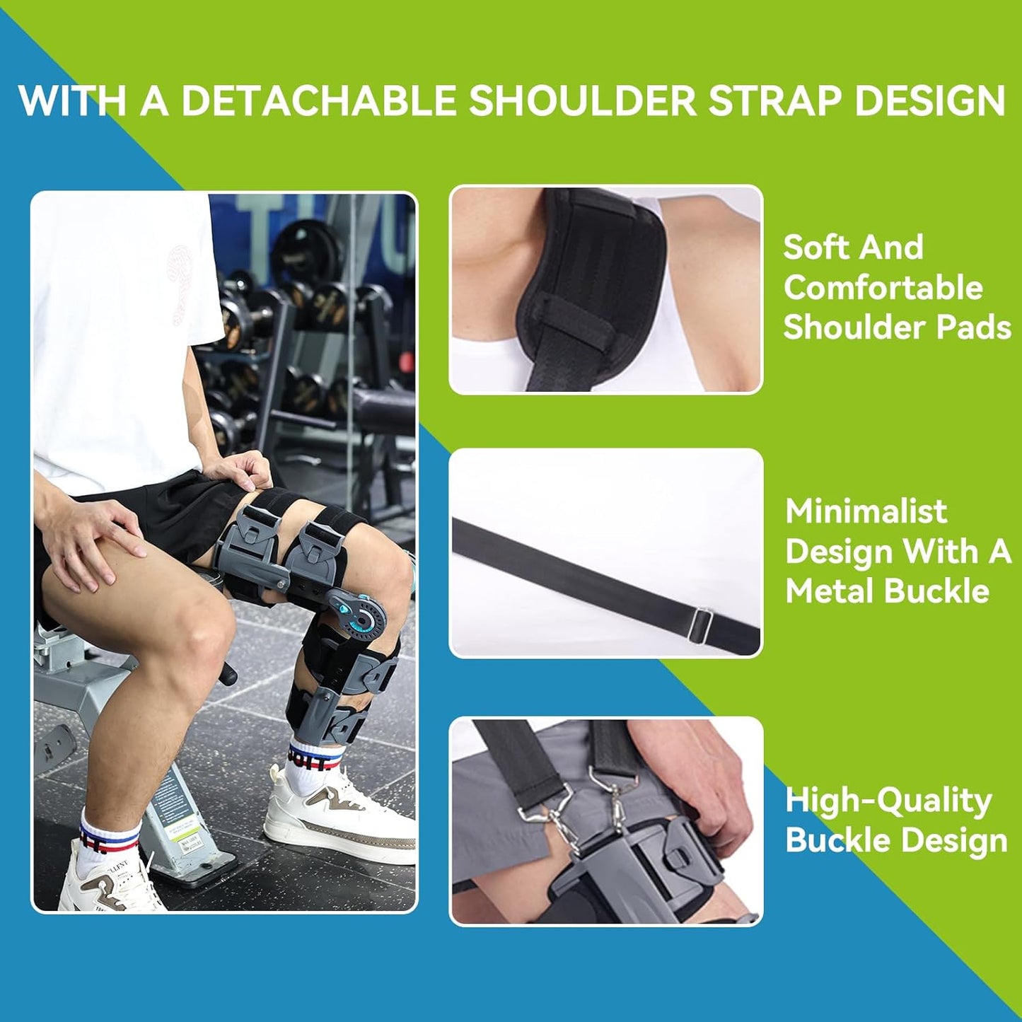 Hinged Post OP Knee Brace, ROM Knee Immobilizer Leg Braces Orthopedic Rehabilitation, Fit for Left/Right Leg