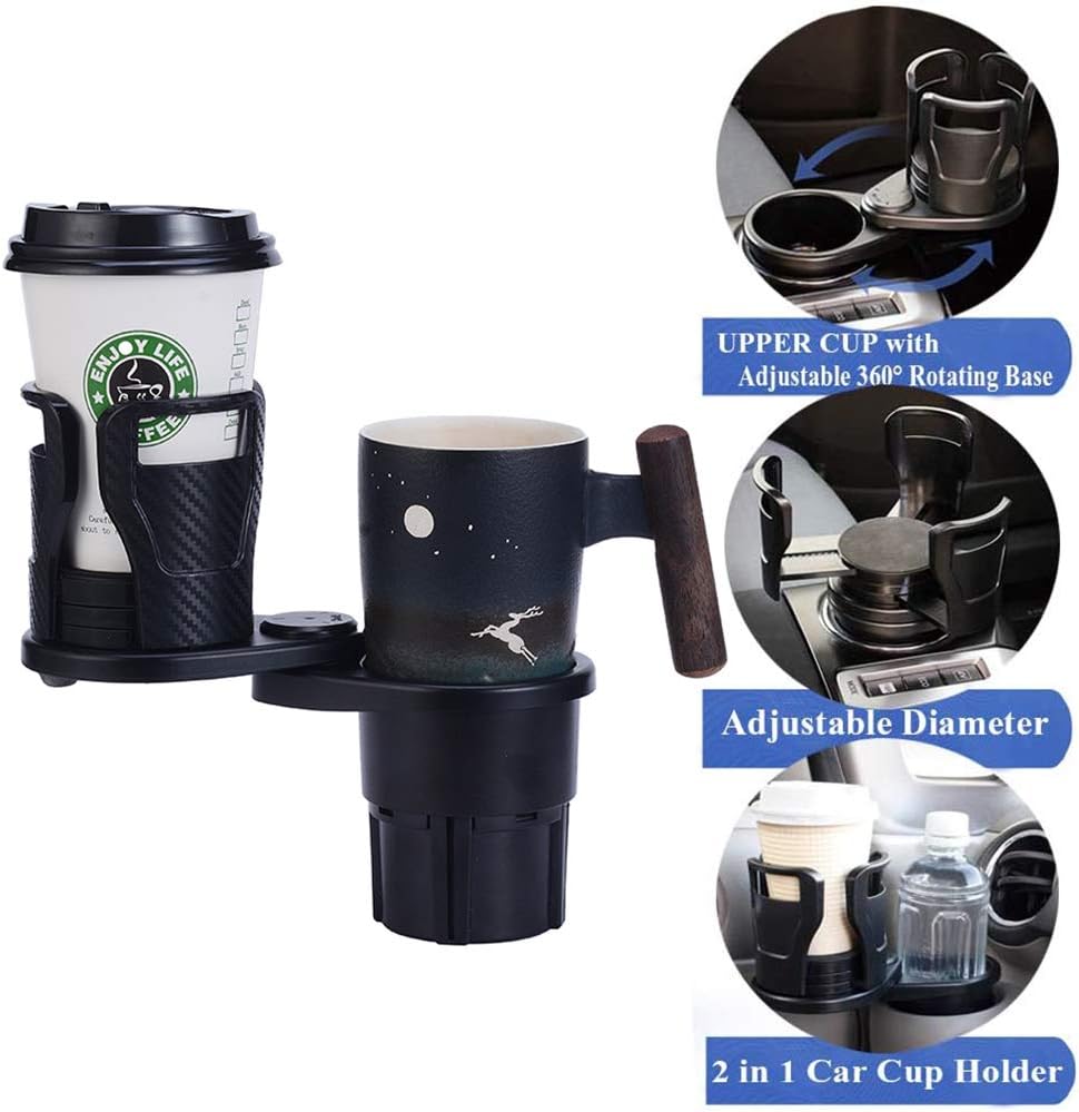 2 in 1 Multifunctional Dual Cup Holder Car Cup Mount Extender