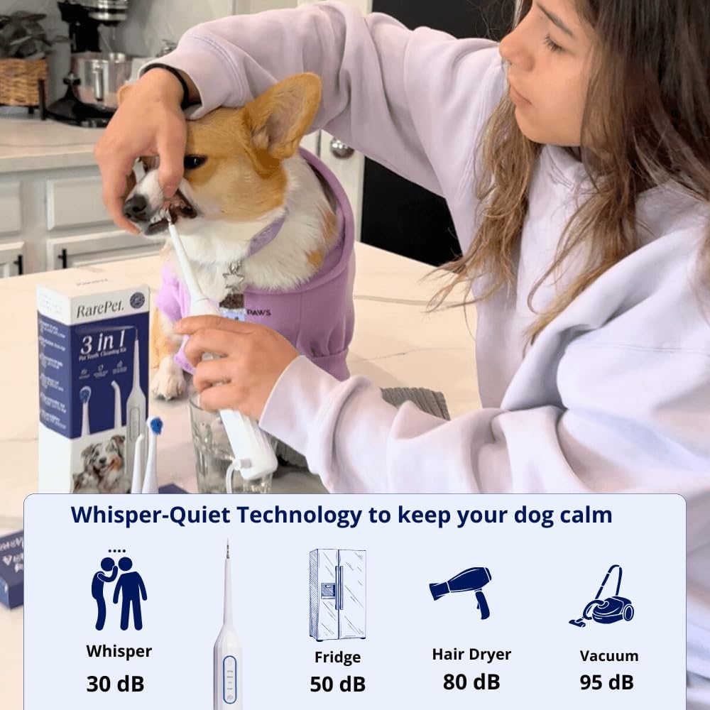 Canivet Silent Sonic Plaque & Tartar Remover for Dogs – Ultra-Quiet Dental Cleaner with Scaler, Toothbrush Heads