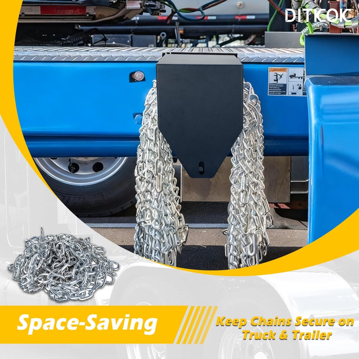 Lockable Tire Chain Hanger Heavy-Duty with Reinforced Bar, Universal Snow Chain Holder for Truck/trailer